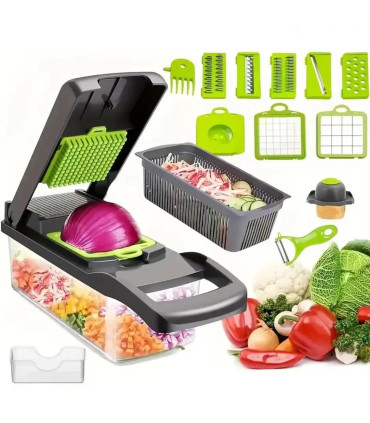 [16 piece set] Trancheuse à légumes multifonctionnelle 16 en 1, trancheuse de fruits et d\'ingré