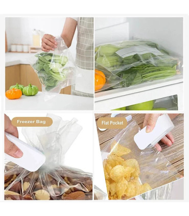 [White] Mini Machine à sceller les sacs thermiques, scelleuse d\'emballage, sacs alimentaires en