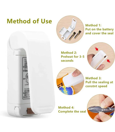 [White] Mini Machine à sceller les sacs thermiques, scelleuse d\'emballage, sacs alimentaires en