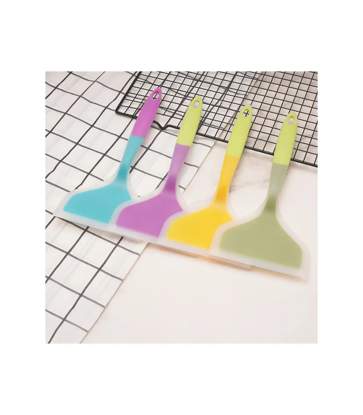 [1PC green] Spatule à jade en silicone multicolore, poêle antiadhésive, spatule à frire résista