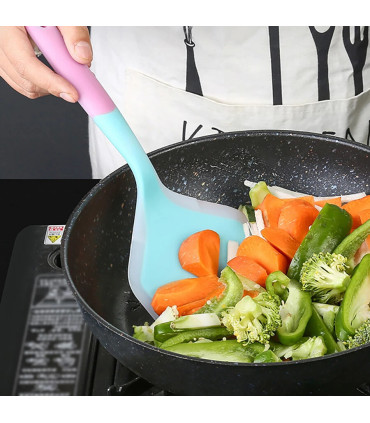 [1PC blue] Spatule à jade en silicone multicolore, poêle antiadhésive, spatule à frire résistan