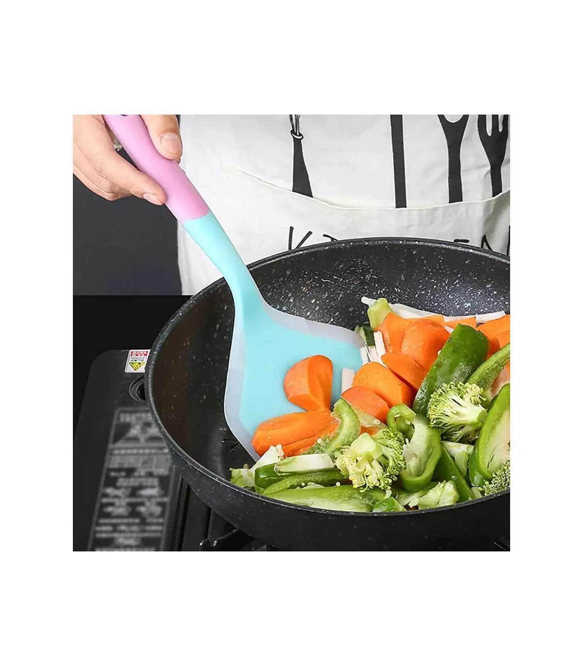 [1PC blue] Spatule à jade en silicone multicolore, poêle antiadhésive, spatule à frire résistan