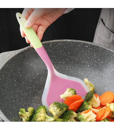 [1PC yellow] Spatule à jade en silicone multicolore, poêle antiadhésive, spatule à frire résist