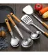[Spoon] Spatule à manche en Imitation de Grain de bois en acier inoxydable, pelle qui fuit, cui