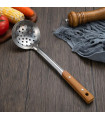[Strainer] Spatule à manche en Imitation de Grain de bois en acier inoxydable, pelle qui fuit, 