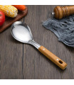 [Rice spoon] Stainless Steel Spatula with Wood Grain Handle, Strainer Spoon