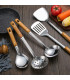 [Rice spoon] Spatule à manche en Imitation de Grain de bois en acier inoxydable, pelle qui fuit