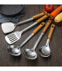 [Rice spoon] Spatule à manche en Imitation de Grain de bois en acier inoxydable, pelle qui fuit