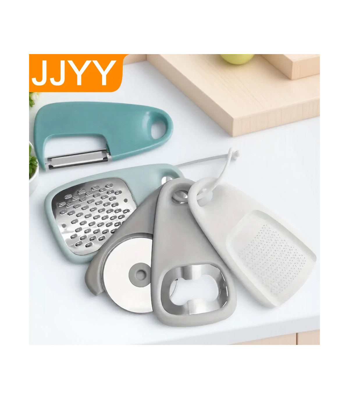 [1 Set(5Pcs) Blue] Ensemble d\'outils de cuisine multifonctionnels 5 en 1, éplucheur, coupe-Pizz