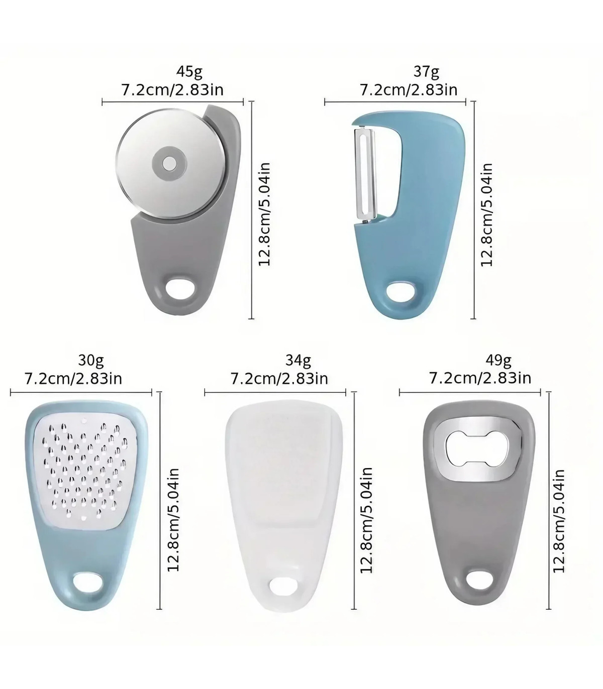 [1 Set(5Pcs) Blue] Ensemble d\'outils de cuisine multifonctionnels 5 en 1, éplucheur, coupe-Pizz