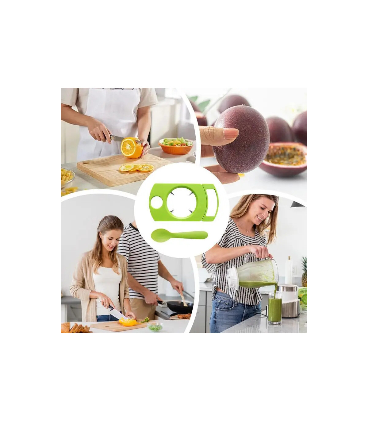 [Orange CHINA] Ensemble d\'ouvre-fruits de la passion avec cuillère, gadget de cuisine, outil d\'