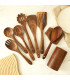 [Wood no Holder B] Ensemble d\'ustensiles en bois, ensemble d\'ustensiles de cuisine, Kit d\'usten