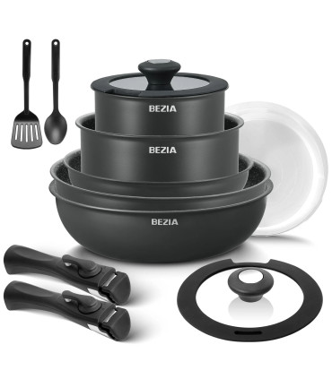 [Black Ensembe de plus de cina pièces Royaume-Uni] Batterie de cuisine à induction 13 pièces, e