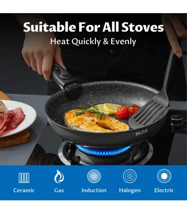 [Black Ensembe de plus de cina pièces Royaume-Uni] Batterie de cuisine à induction 13 pièces, e