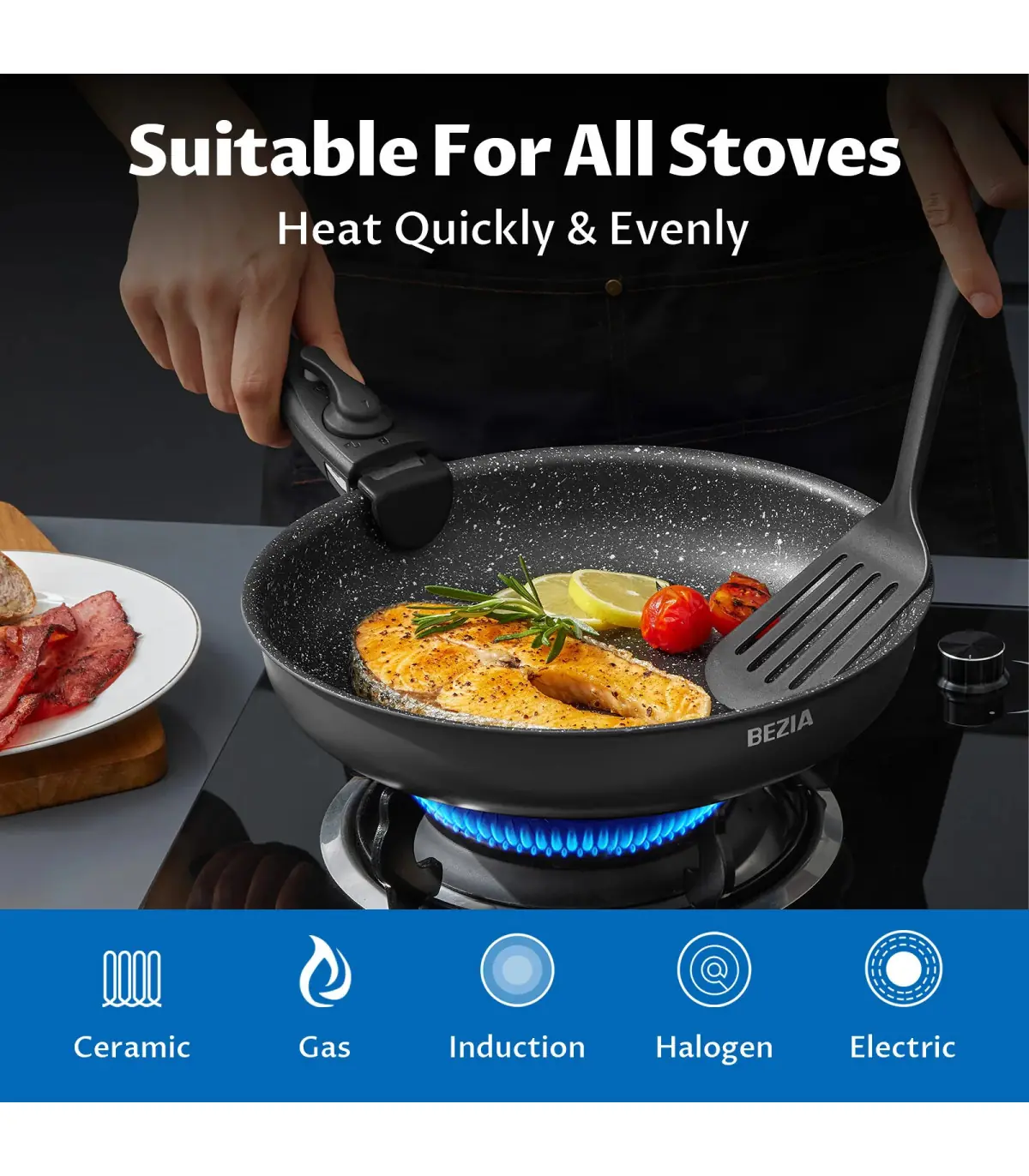 [Black Ensembe de plus de cina pièces Royaume-Uni] Batterie de cuisine à induction 13 pièces, e