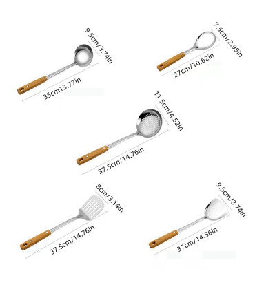 [Rice spoon] Ensemble de spatule de cuisine en acier inoxydable, manche brûlant, cuillère, pass