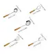 [5pcs] Ensemble de spatule de cuisine en acier inoxydable, manche brûlant, cuillère, passoire, 