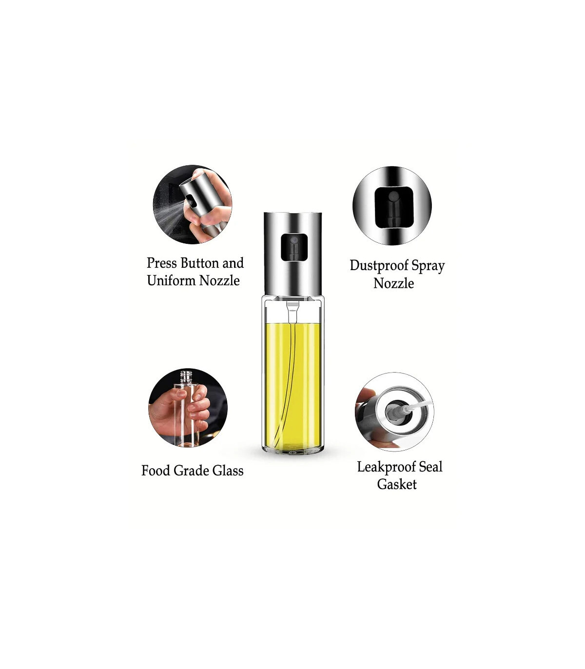[Gold] Pulvérisateur d\'huile d\'olive, bouteille en verre de qualité alimentaire avec tête de pu