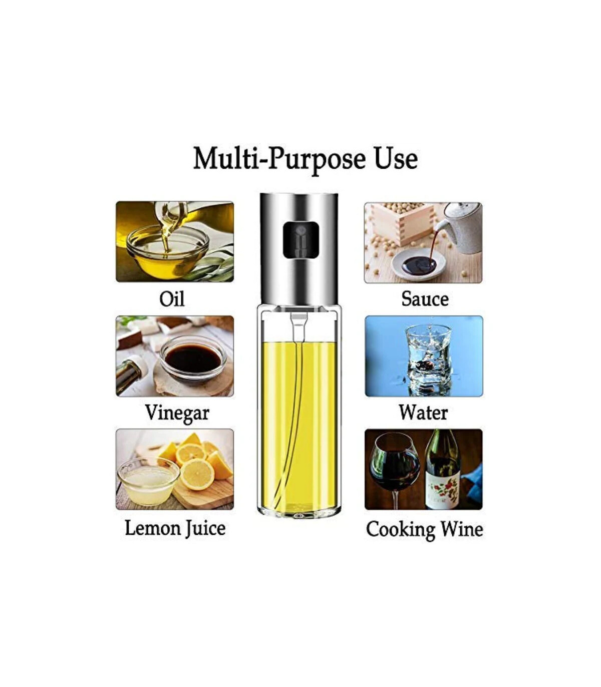 [Silver] Pulvérisateur d\'huile d\'olive, bouteille en verre de qualité alimentaire avec tête de 
