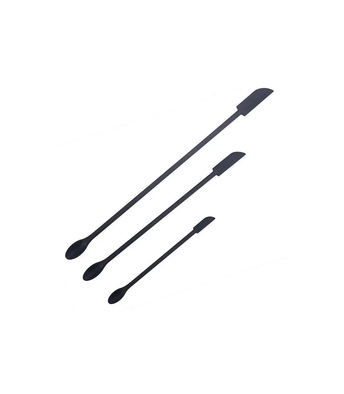 [Black] Spatule en Silicone résistante à la chaleur, manche Long, grattoir à double extrémité e