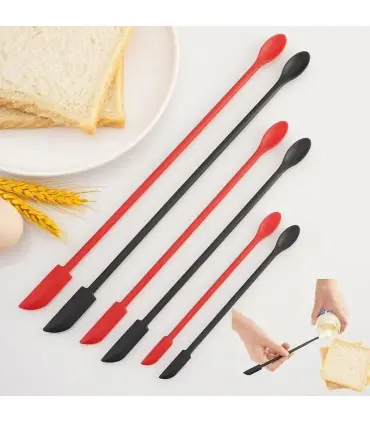 [Black] Spatule en Silicone résistante à la chaleur, manche Long, grattoir à double extrémité e