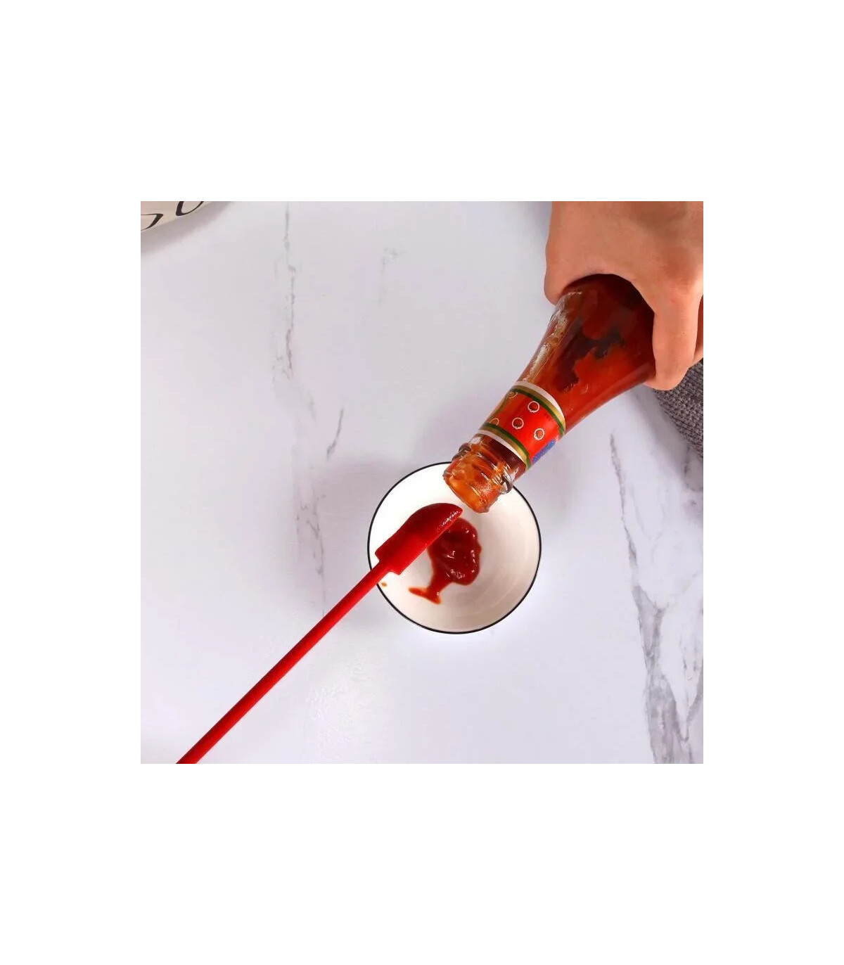 [Black] Spatule en Silicone résistante à la chaleur, manche Long, grattoir à double extrémité e
