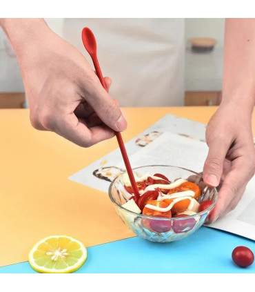 [Black] Spatule en Silicone résistante à la chaleur, manche Long, grattoir à double extrémité e