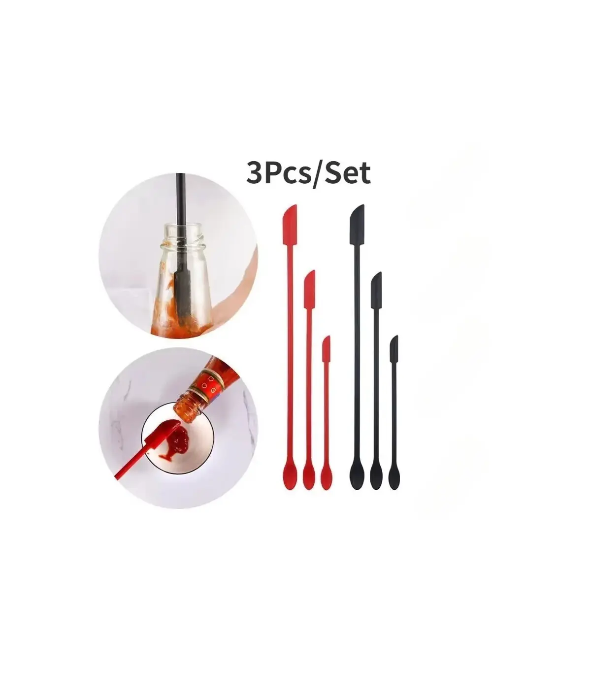[Red] Spatule en Silicone résistante à la chaleur, manche Long, grattoir à double extrémité et 