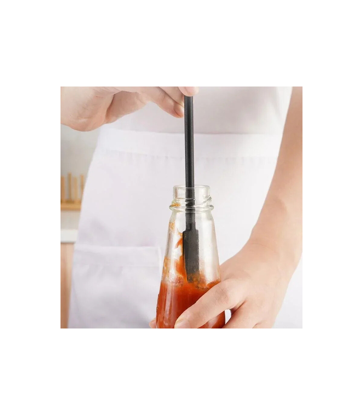 [Red] Spatule en Silicone résistante à la chaleur, manche Long, grattoir à double extrémité et 