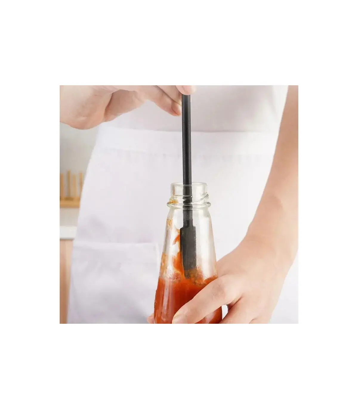 [Red] Spatule en Silicone résistante à la chaleur, manche Long, grattoir à double extrémité et 