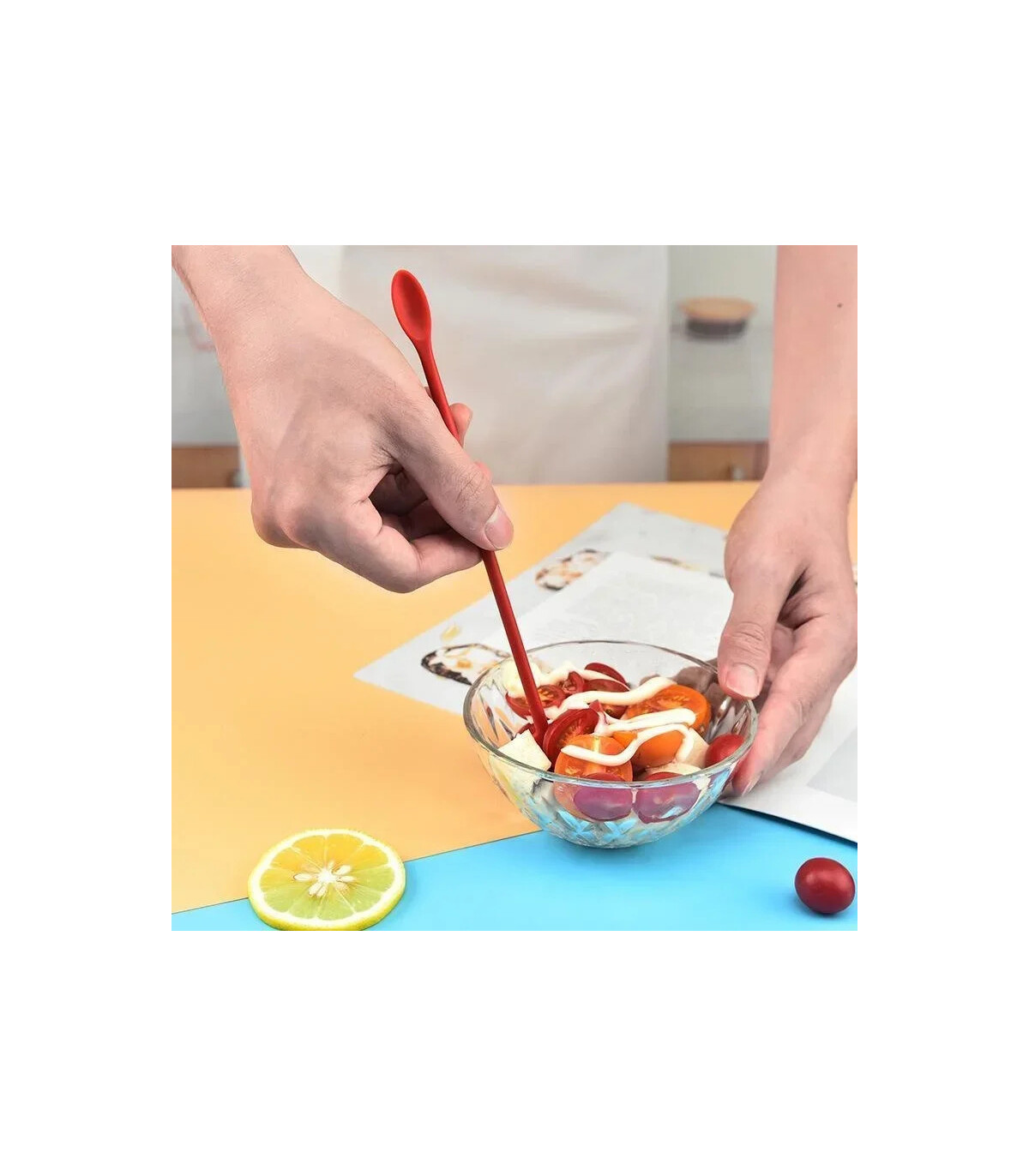 [Red] Spatule en Silicone résistante à la chaleur, manche Long, grattoir à double extrémité et 