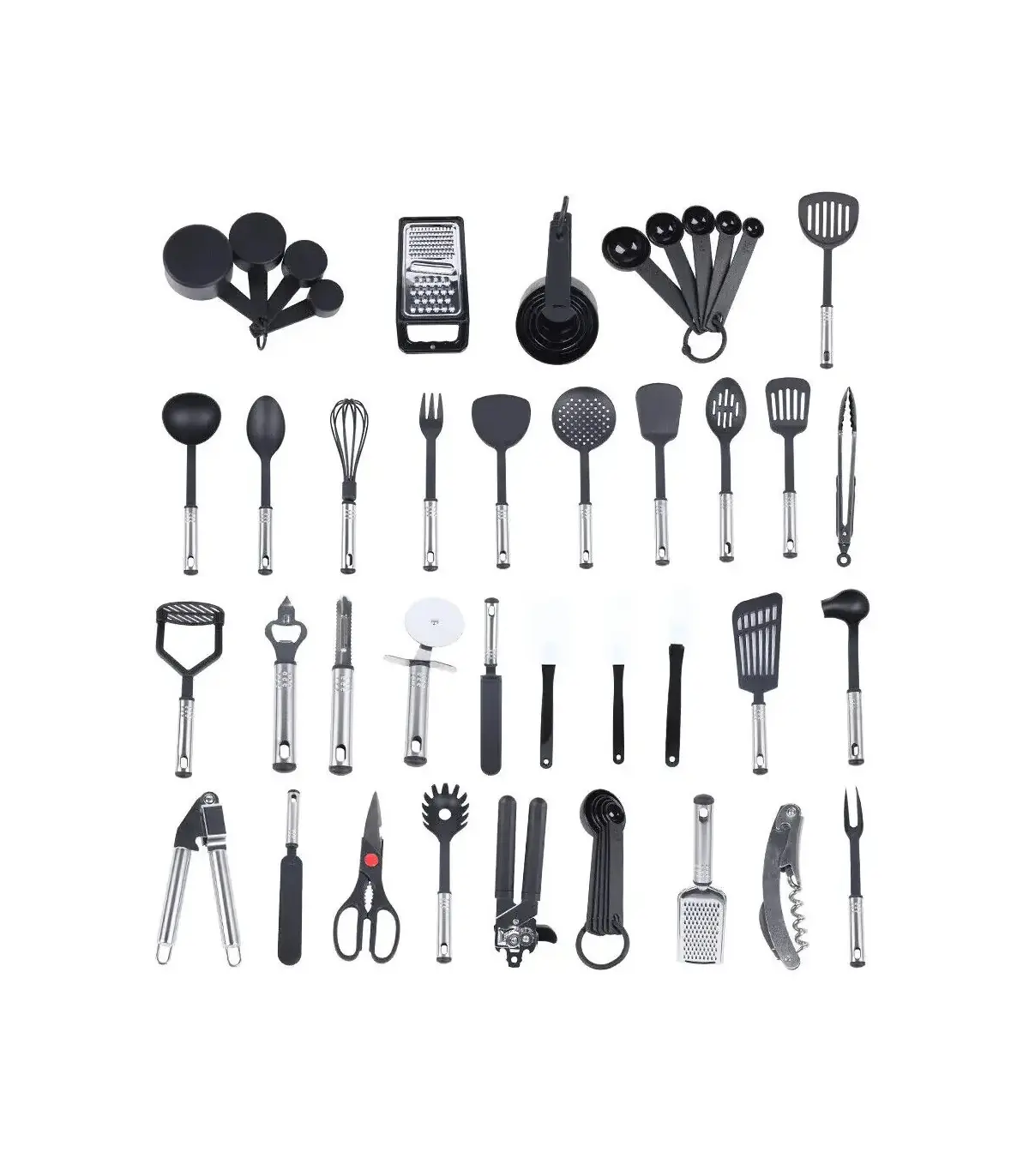 [Black GERMANY] 40 pièces ensemble d\'aide de cuisine en acier inoxydable ustensiles antiadhésif