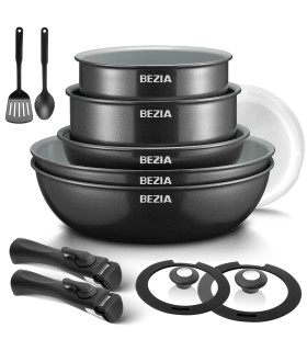 [Black 13-Piece GERMANY] Batterie de cuisine à induction avec revêtement céramique sain, casser