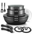 [Black 13-Piece ] Batterie de cuisine à induction avec revêtement céramique sain, casser