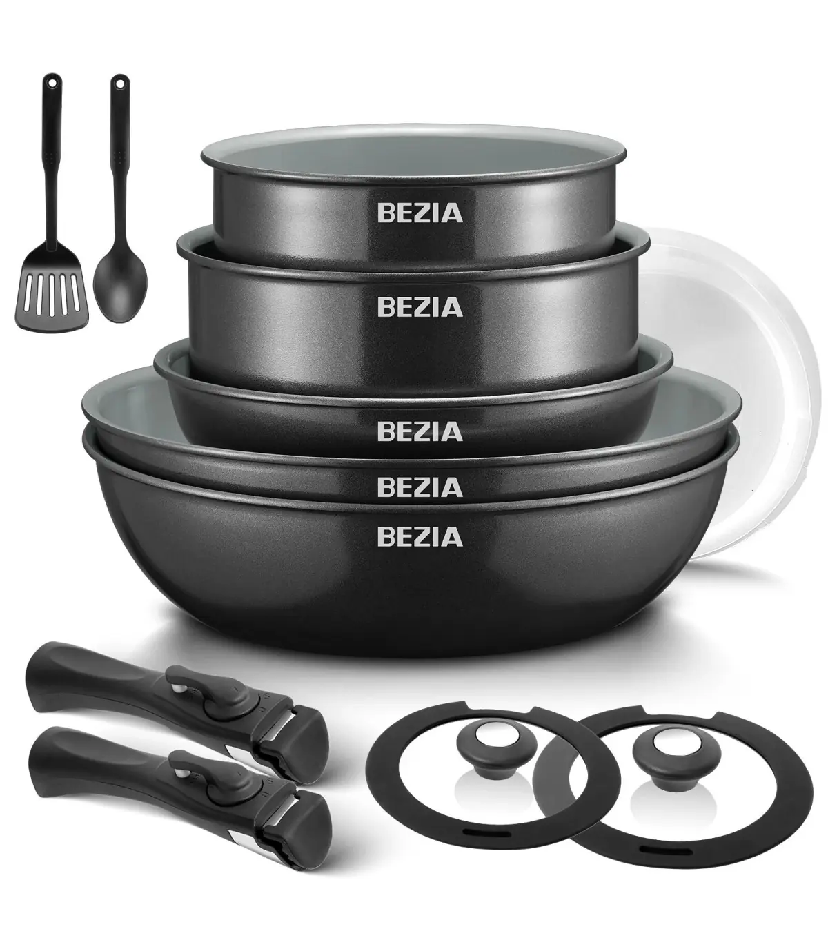 [Black 13-Piece GERMANY] Batterie de cuisine à induction avec revêtement céramique sain, casser