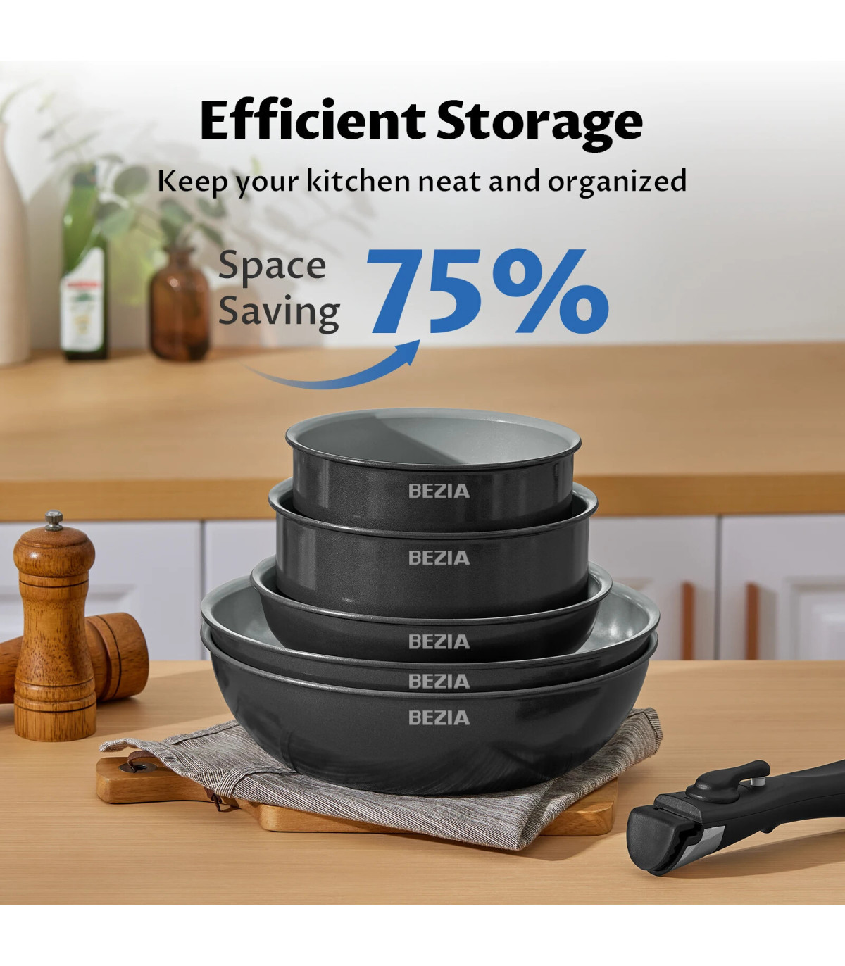 [Black 13-Piece France] Batterie de cuisine à induction avec revêtement céramique sain, cassero