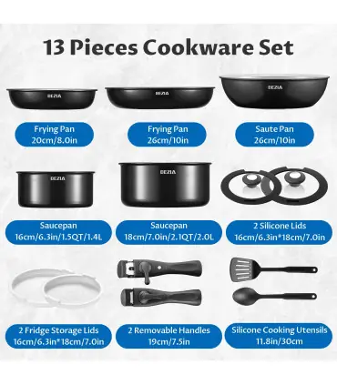 [Black 13-Piece France] Batterie de cuisine à induction avec revêtement céramique sain, cassero
