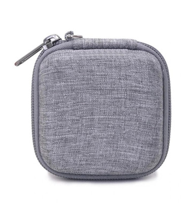 [Grey] Sac de rangement portable pour écouteurs, sac d'évaluation de câble de données, étui mul