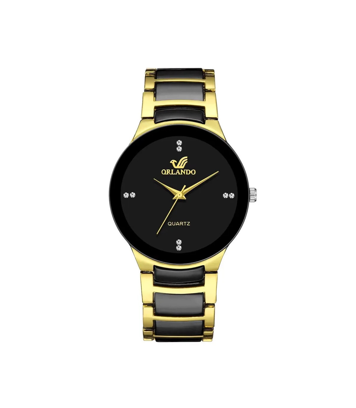 [HS] Montre d\'affaires à quartz en acier pour hommes, cadran noir, offre spéciale