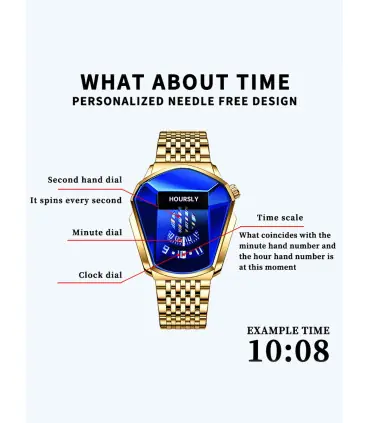 [Gold Blue] Montre à quartz étanche pour homme, personnalité de moto, nouvelle tendance