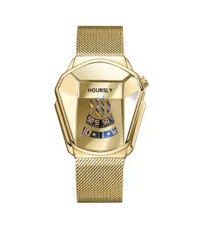 [Gold blue] Montre à quartz étanche pour homme, personnalité de moto, nouvelle tendance