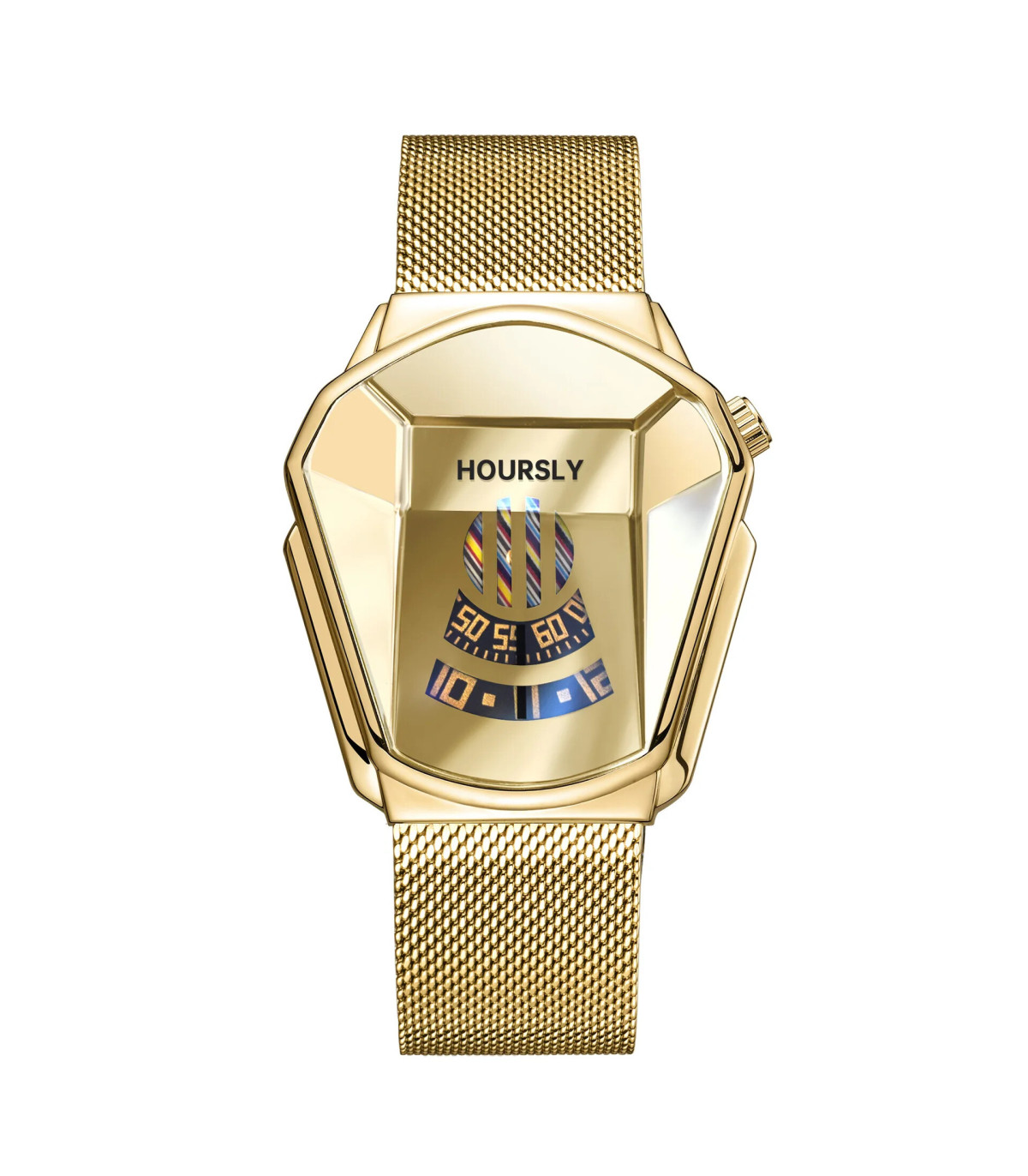 [Gold blue] Montre à quartz étanche pour homme, personnalité de moto, nouvelle tendance