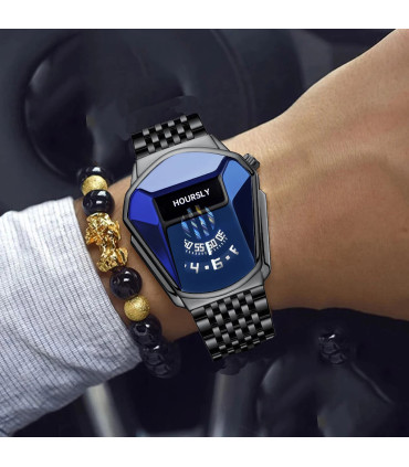 [Argent] Montre à quartz étanche pour homme, personnalité de moto, nouvelle tendance