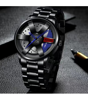 [Red P] Mode hommes voiture roue montres de luxe en acier inoxydable montre étanche pour hommes