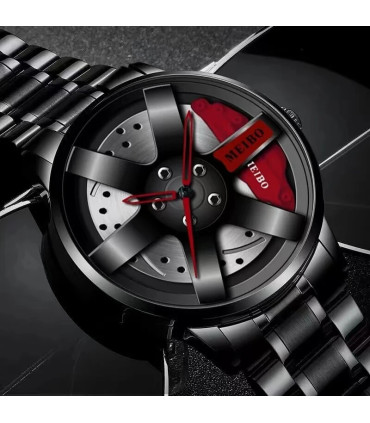 [Yellow] Mode hommes voiture roue montres de luxe en acier inoxydable montre étanche pour homme