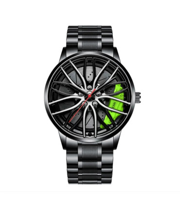[Black D] Montres de voiture pour hommes, montre-bracelet à Quartz étanche en acier inoxydable,