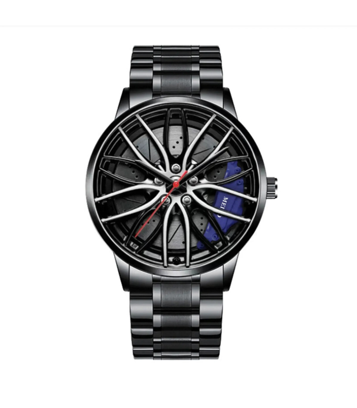 [Black C] Montres de voiture pour hommes, montre-bracelet à Quartz étanche en acier inoxydable,