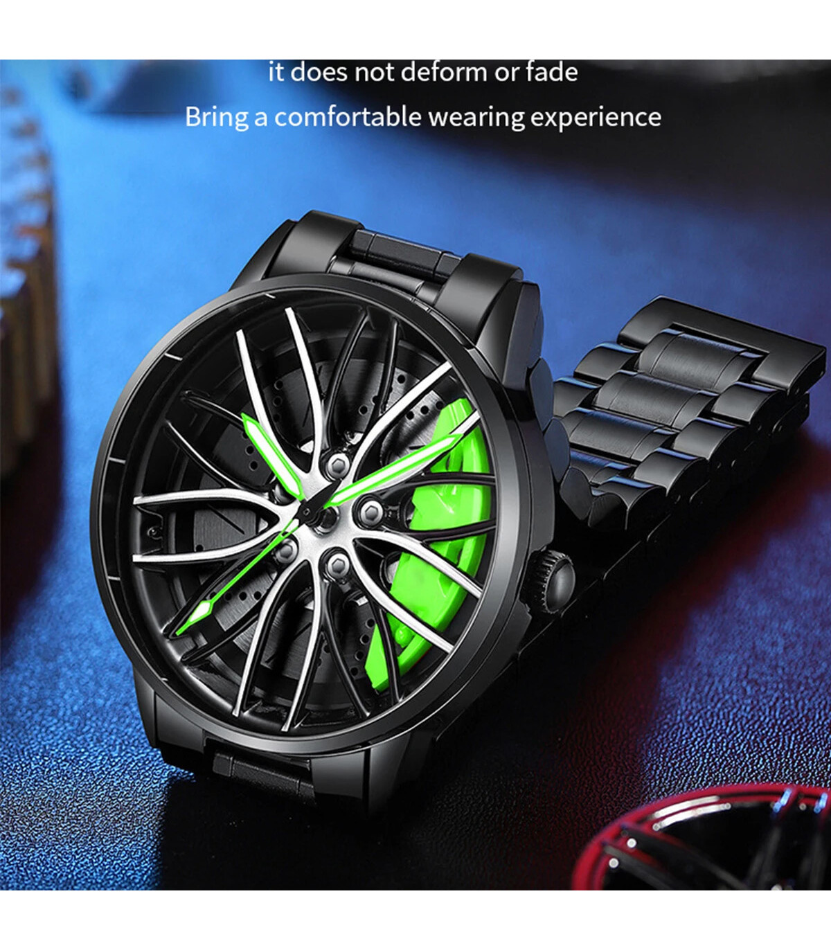 [LT03-HONG] Montre de voiture à cadran rotatif, mouvement à Quartz, en acier inoxydable, VA AV 