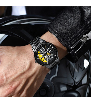 [LT03-LV] Montre de voiture à cadran rotatif, mouvement à Quartz, en acier inoxydable, VA AV VO