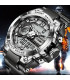 [Silver black] Montre-bracelet militaire numérique en acier pour hommes, horloge à Quartz LED, 